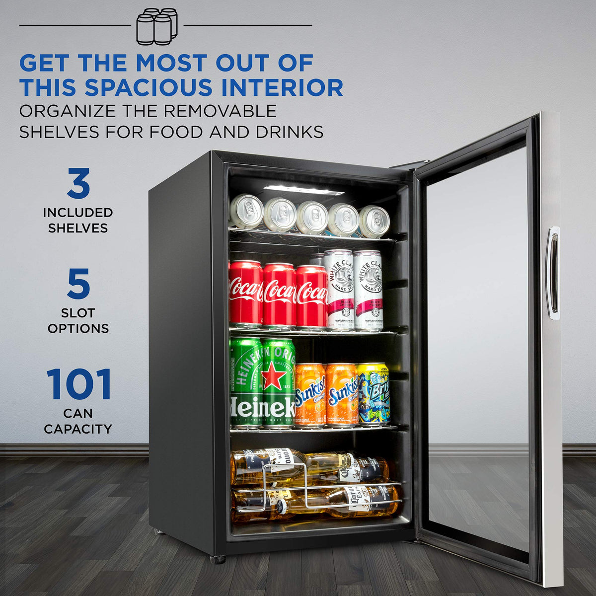 Ivation 101 Can Beverage Refrigerator, Freestanding Mini Fridge with G