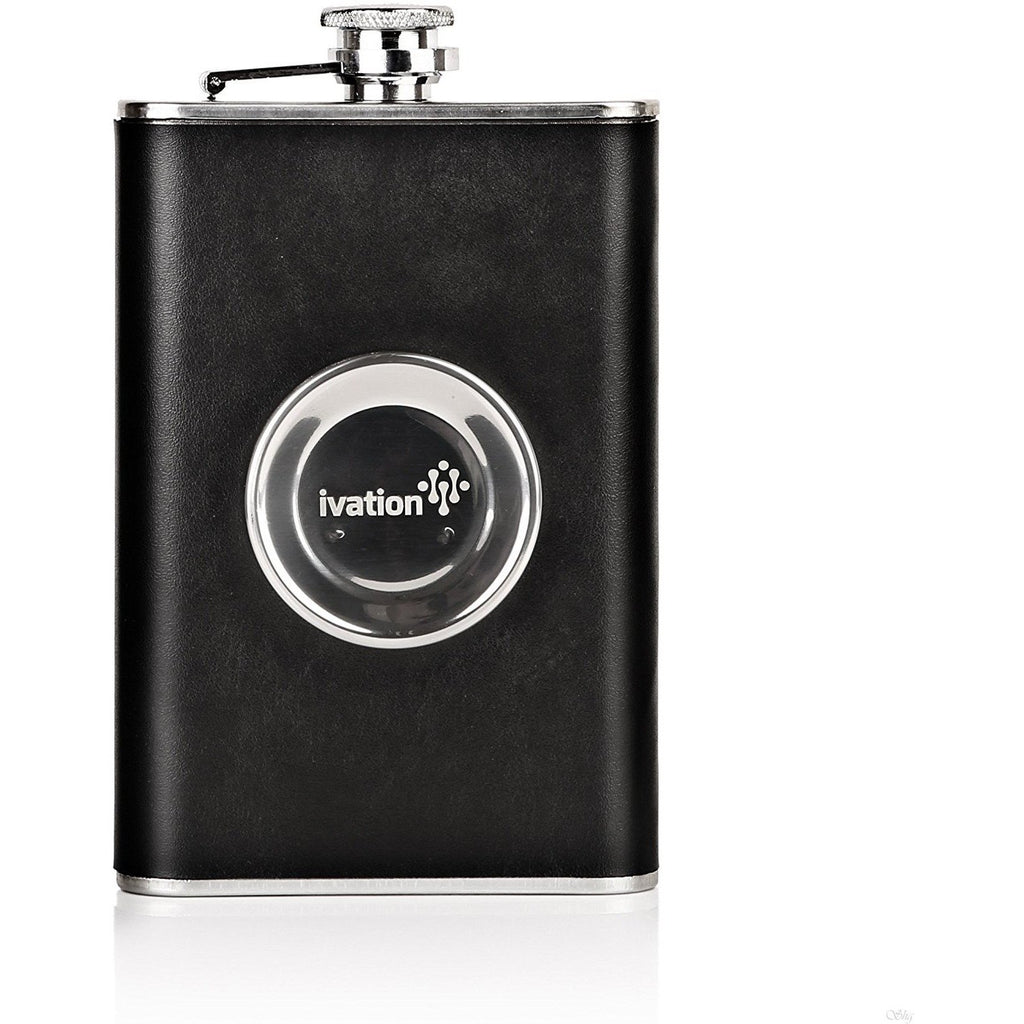 Ivation Hip Flask Shot Flask 8oz Stainless Steel & Genuine Leather