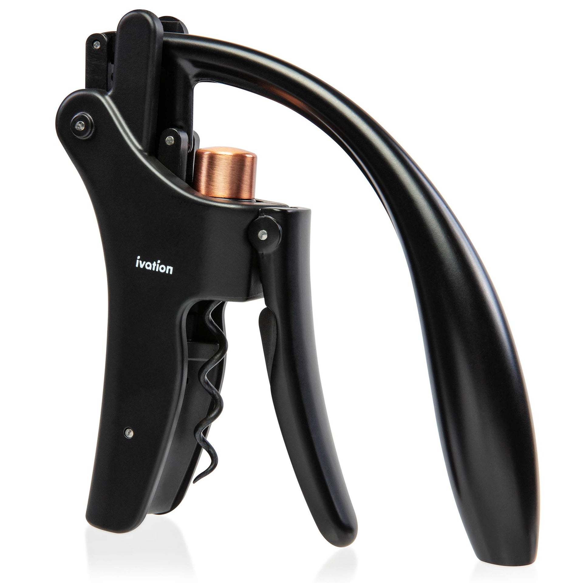 Ivation Wine Bottle Opener, Manual Handheld Wine Opener with Ergonomic Lever Pump and More