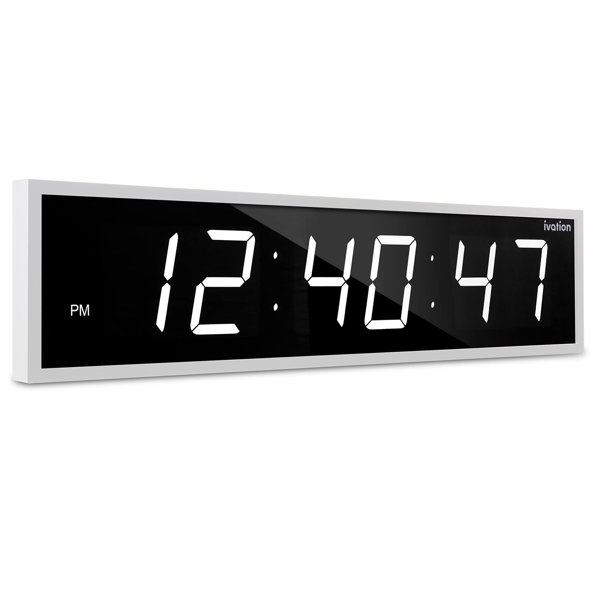 Ivation Large Digital Clock, 24" Led Wall Clock with 6-Level Brightness & Mounting Hardware, White