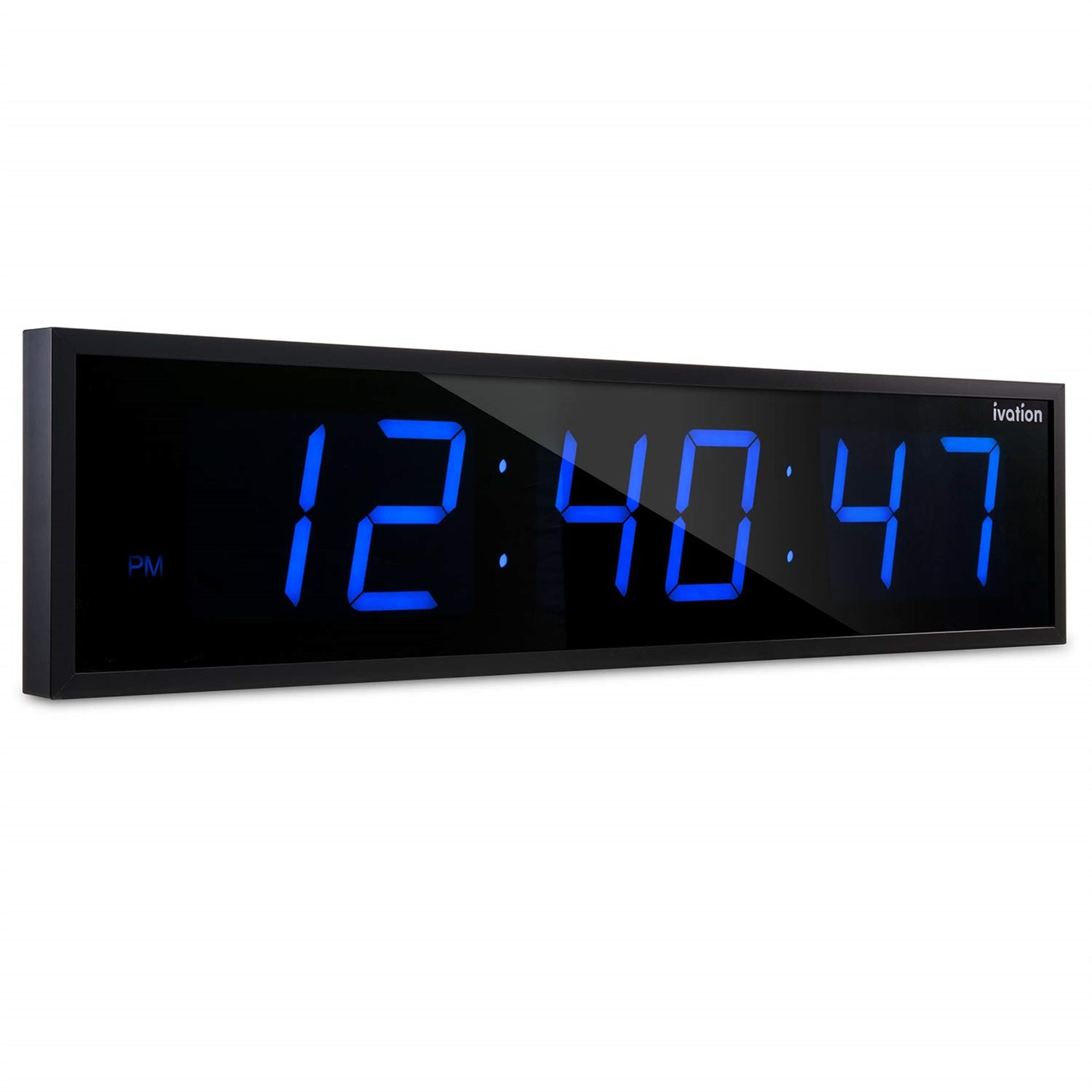 Ivation Large Digital Clock, 30" Led Wall Clock with 6-Level Brightness & Mounting Hardware, Blue