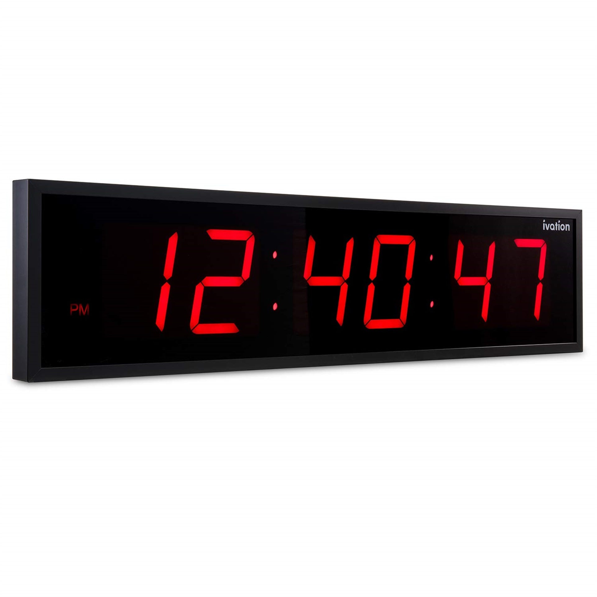 Ivation Large Digital Clock, 30" Led Wall Clock with 6-Level Brightness & Mounting Hardware, Red