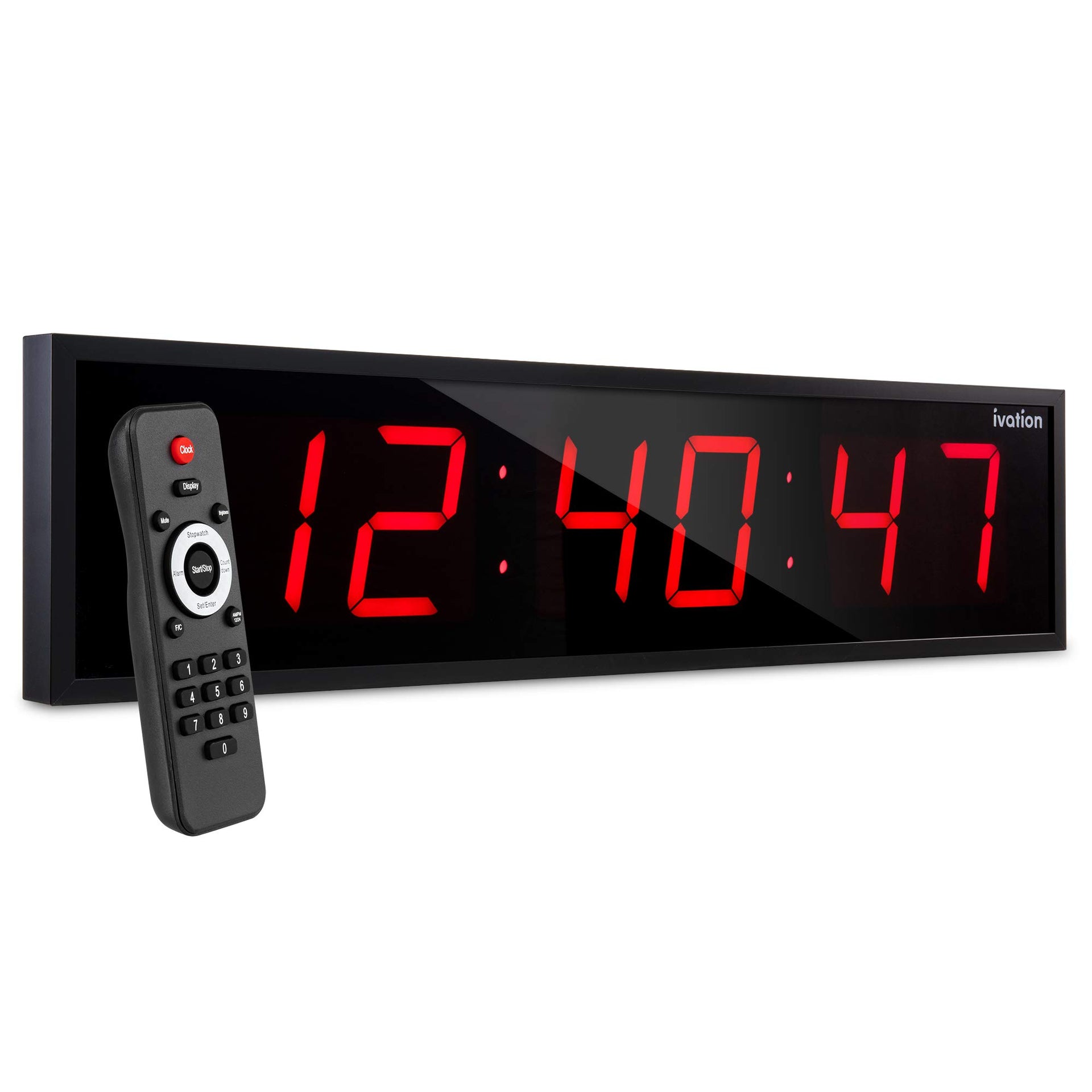 Ivation Large Digital Clock, 36" Led Wall Clock with Stopwatch, Alarms, Timer, Temp & Remote, Red