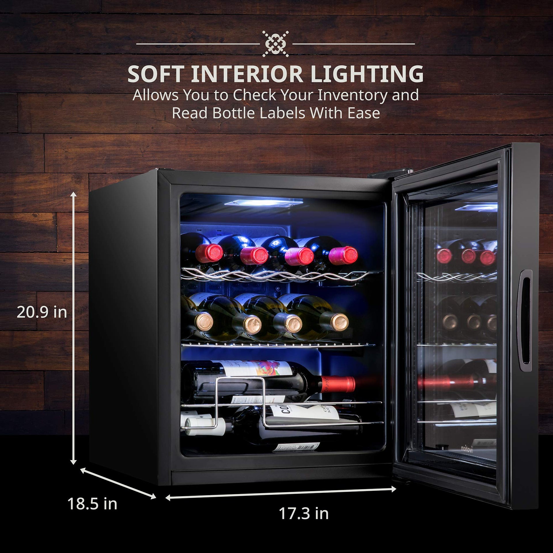 Ivation 12 Bottle Compressor Wine Refrigerator, Cube Wine Cooler with Lock, Black