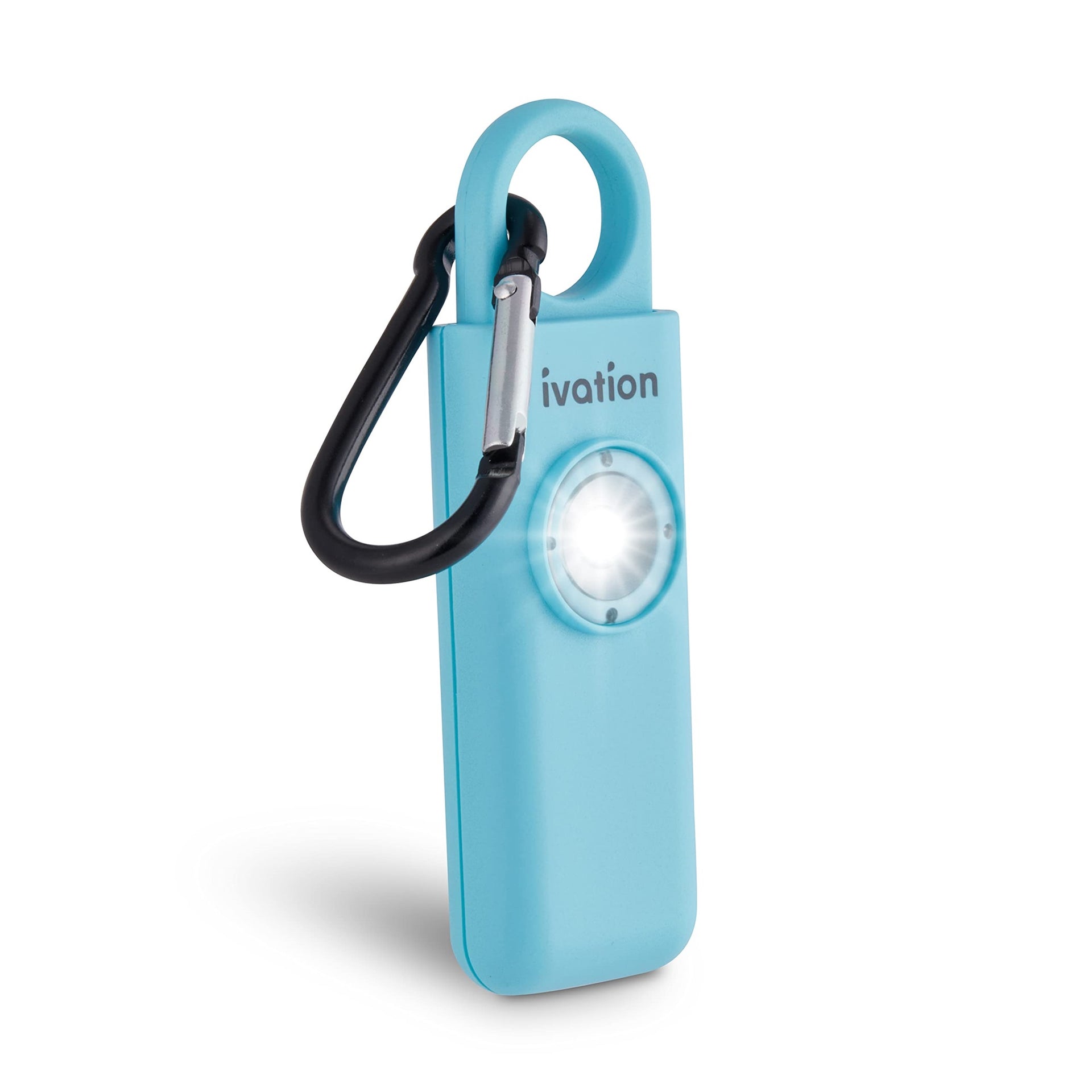 Ivation Personal SOS Keychain Alarm, 125 dB Rechargeable Personal Alarm W/LED Strobe Light - Aqua