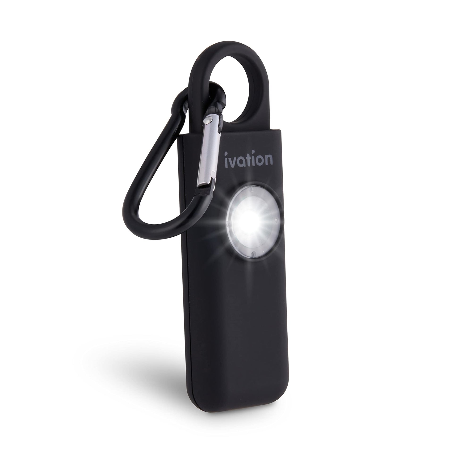 Ivation Personal SOS Keychain Alarm, 125 dB Rechargeable Personal Alarm W/LED Strobe Light - Black