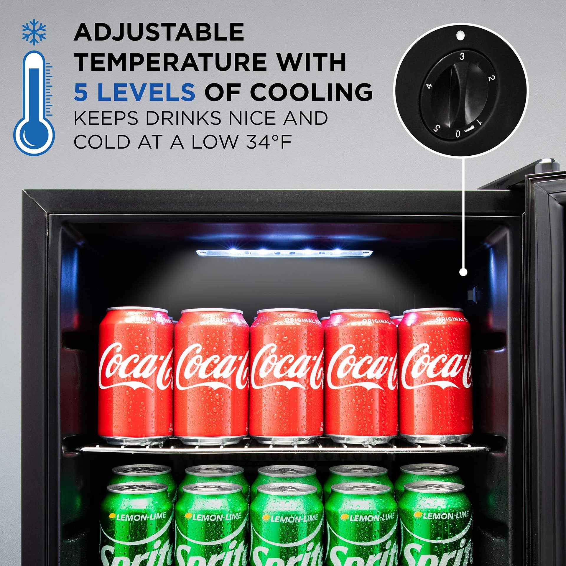 Ivation 101 Can Beverage Refrigerator, Freestanding Mini Fridge with Glass Door - Black