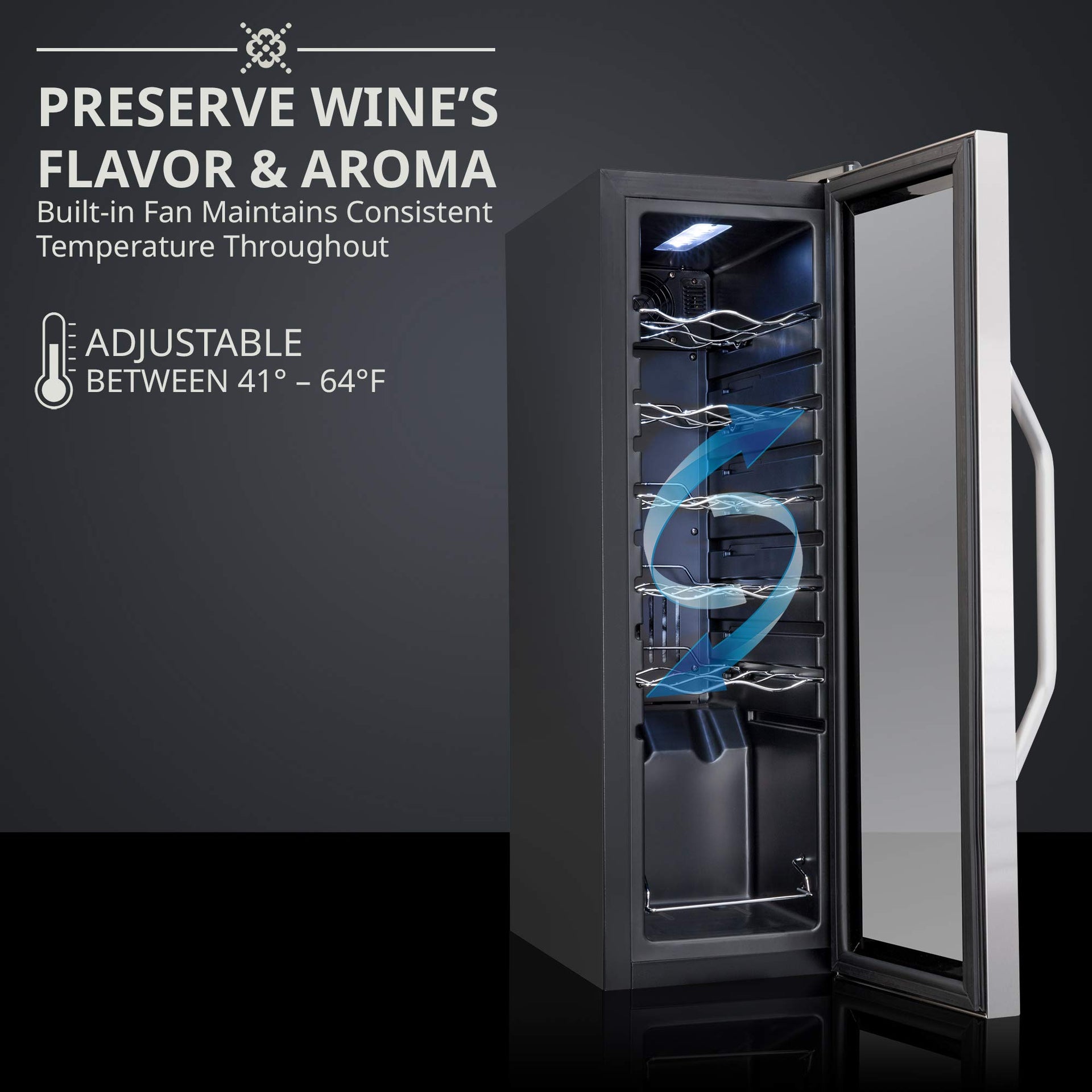 Ivation 12 Bottle Compressor Wine Cooler, Slim Freestanding Wine Fridge, Stainless Steel
