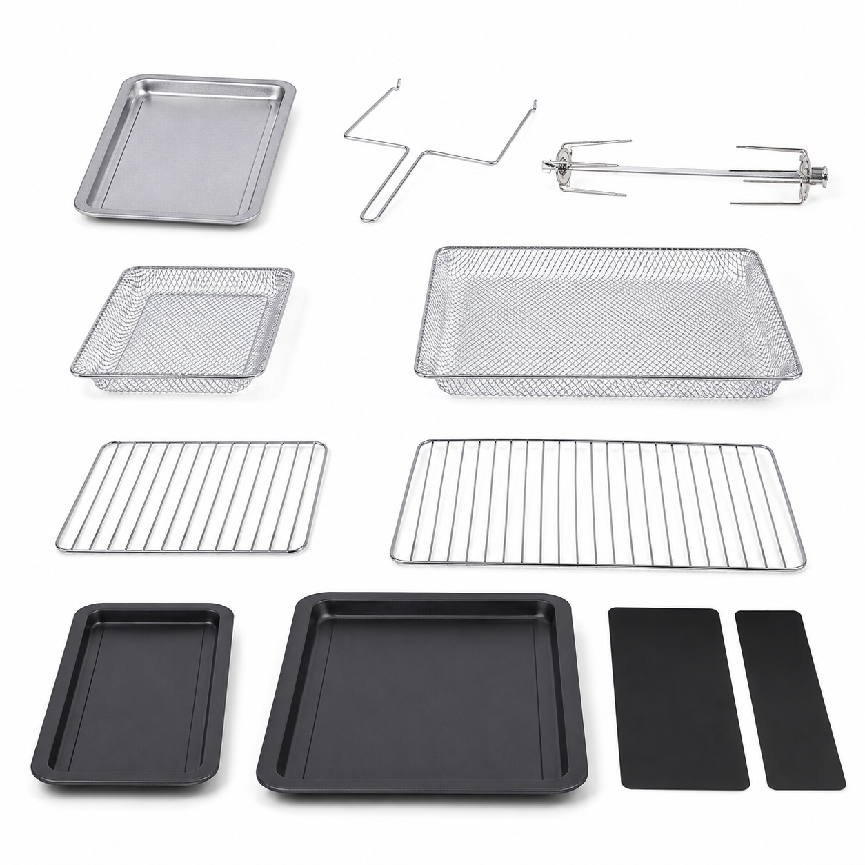 Ivation Dual Zone Air Fryer Oven Accessory Set — 10-Piece Replacement Kit (Baskets, Racks, Baking Pans, Rotisserie & Crumb Tray)