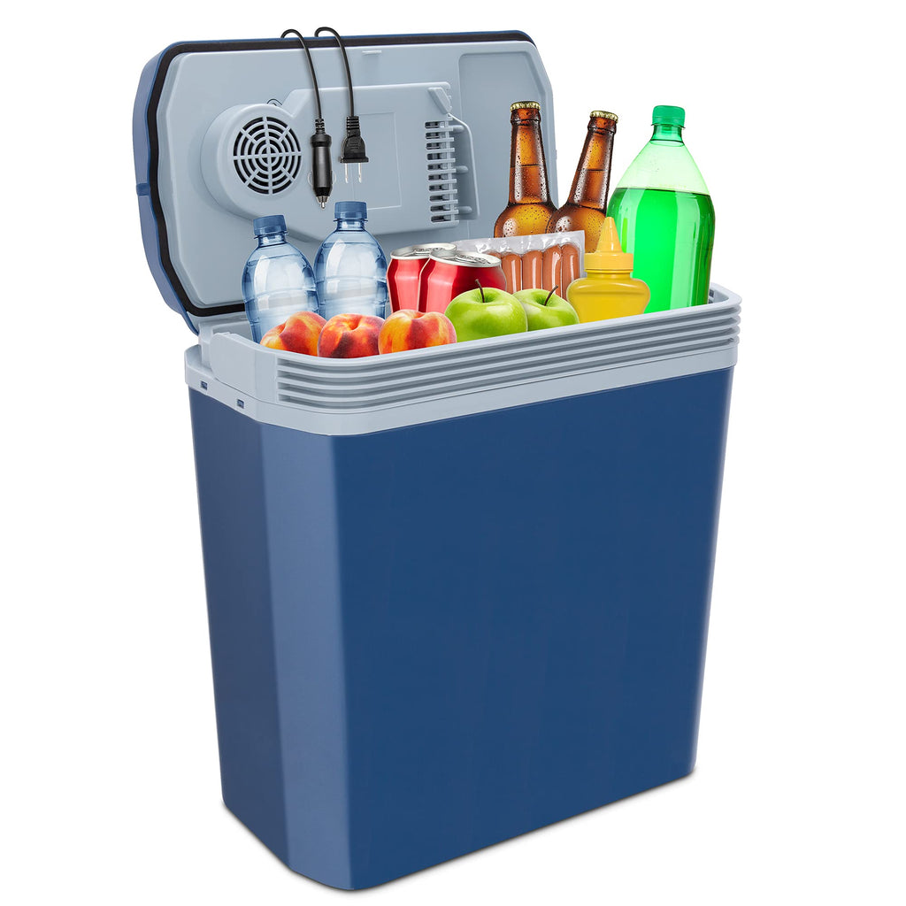 Ivation Electric Cooler & Warmer, 24 L Portable Thermoelectric 12 Volt Cooler with Handle - Blue