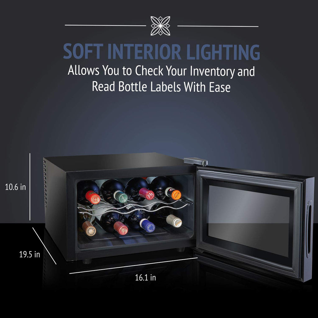 Ivation 8 Bottle Thermoelectric Wine Cooler, Horizontal Freestanding W Ivation Products