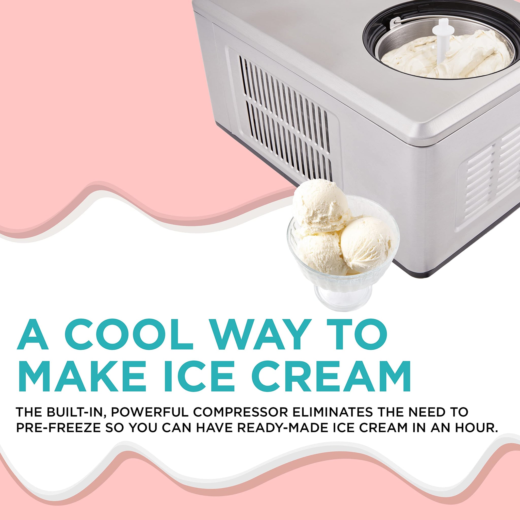 Ivation 2 Qt Automatic Ice Cream Maker Machine & Gelato Maker with Bui