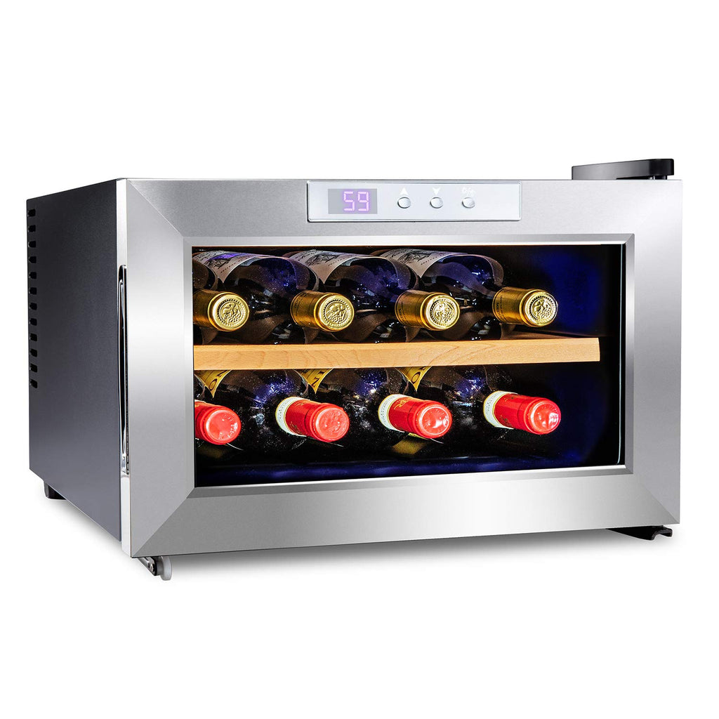 Ivation 8 Bottle Thermoelectric Wine Cooler, Horizontal Freestanding Wine Fridge, Stainless Steel