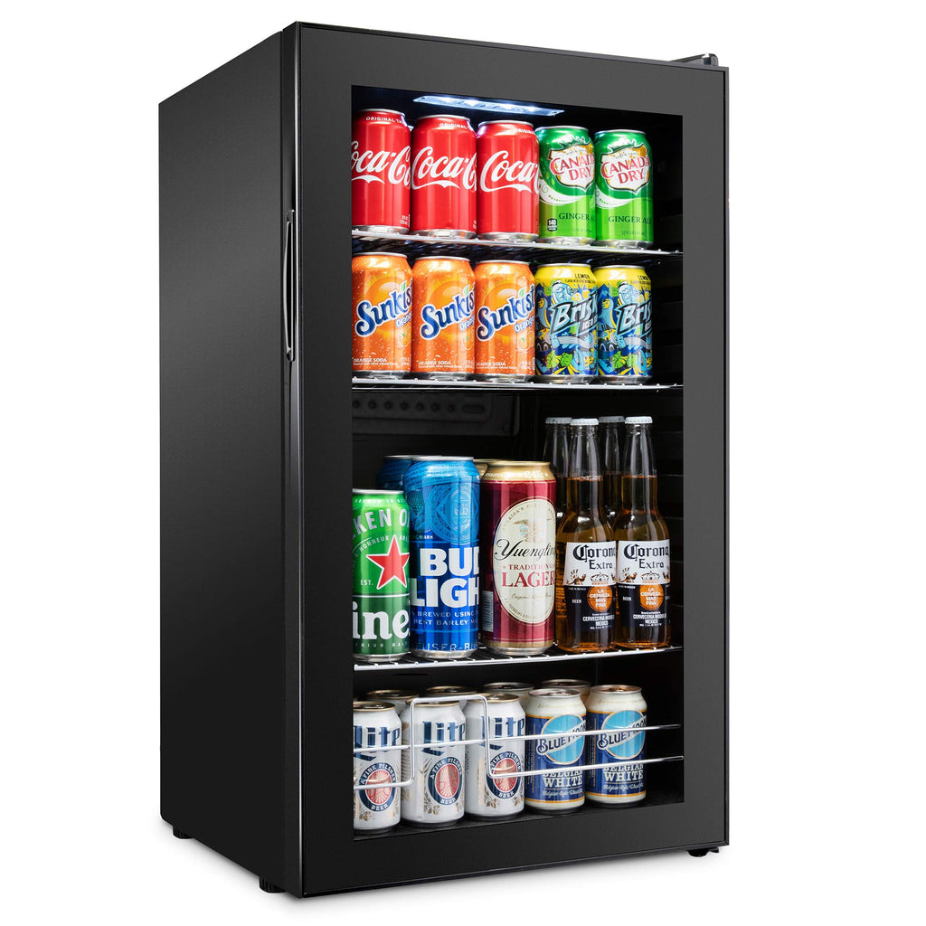 Ivation 126 Can Beverage Refrigerator, Freestanding Mini Fridge with Glass Door - Black
