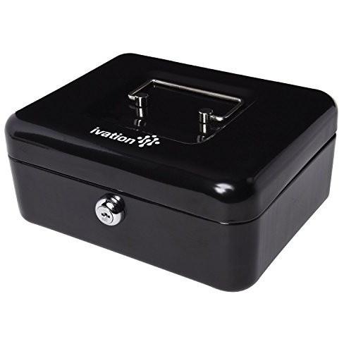 Ivation Cash Box Multi-Compartment Metal Key Lock w/ Carry Handle