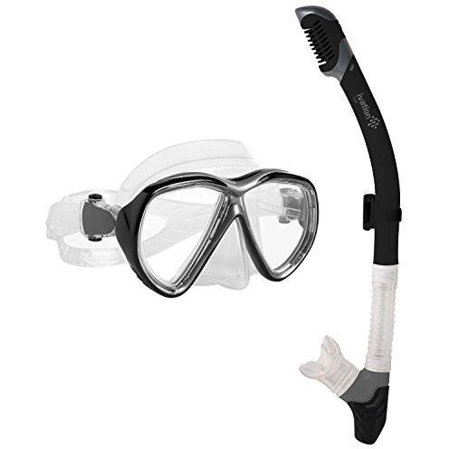 Ivation Snorkel Mask Set - Double Lens Diving Mask & Snorkel W/ Dry Top