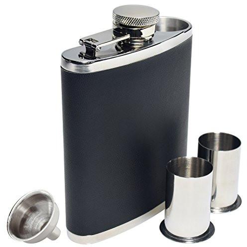 Ivation Hip Flask 6 Ounce w/ Faux Leather Cover