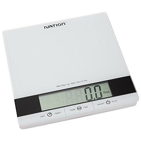 Ivation Glass Top Digital Kitchen Scale w/Timer, Clock