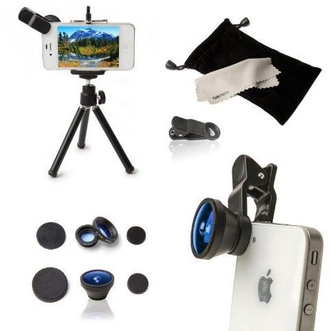 Ivation Universal 3-in-1 Fisheye, Wide Angle Macro Lens Kit & a Mini Tripod