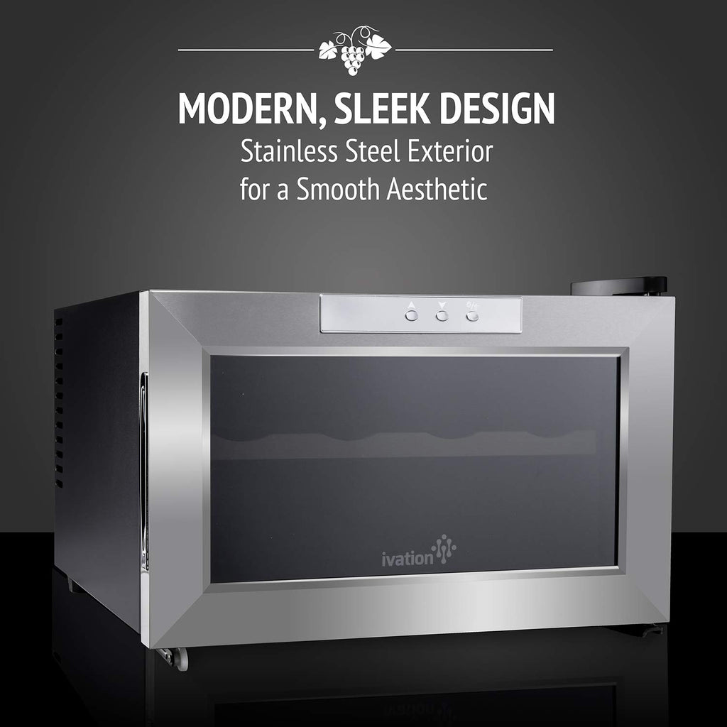 Ivation 8 Bottle Thermoelectric Wine Cooler, Horizontal Freestanding W Ivation Products