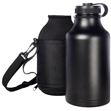 Ivation 64 Oz. Insulated Water Bottle & Beer Growler - Carrying Pouch Included