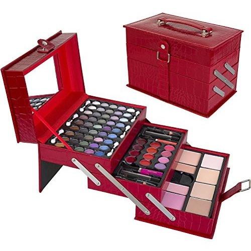 Ivation Ivation All-In-One Makeup Kit in Red Leather-look Train Case