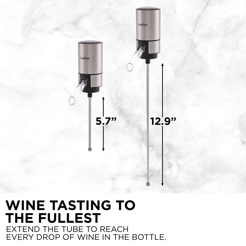 Ivation Wine Aerator & Wine Dispenser with Extension Rod, BatteryOper
