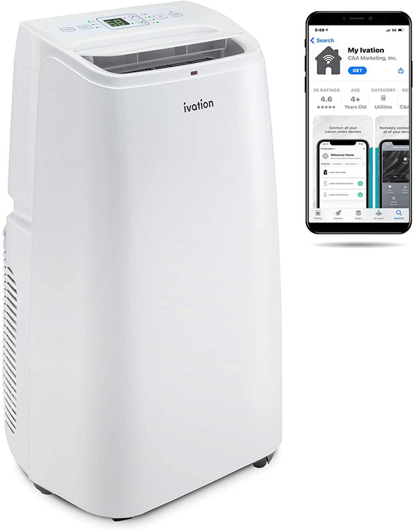 Ivation Smart 8,000 - 13,000 BTU Portable Air Conditioner with Window Exhaust