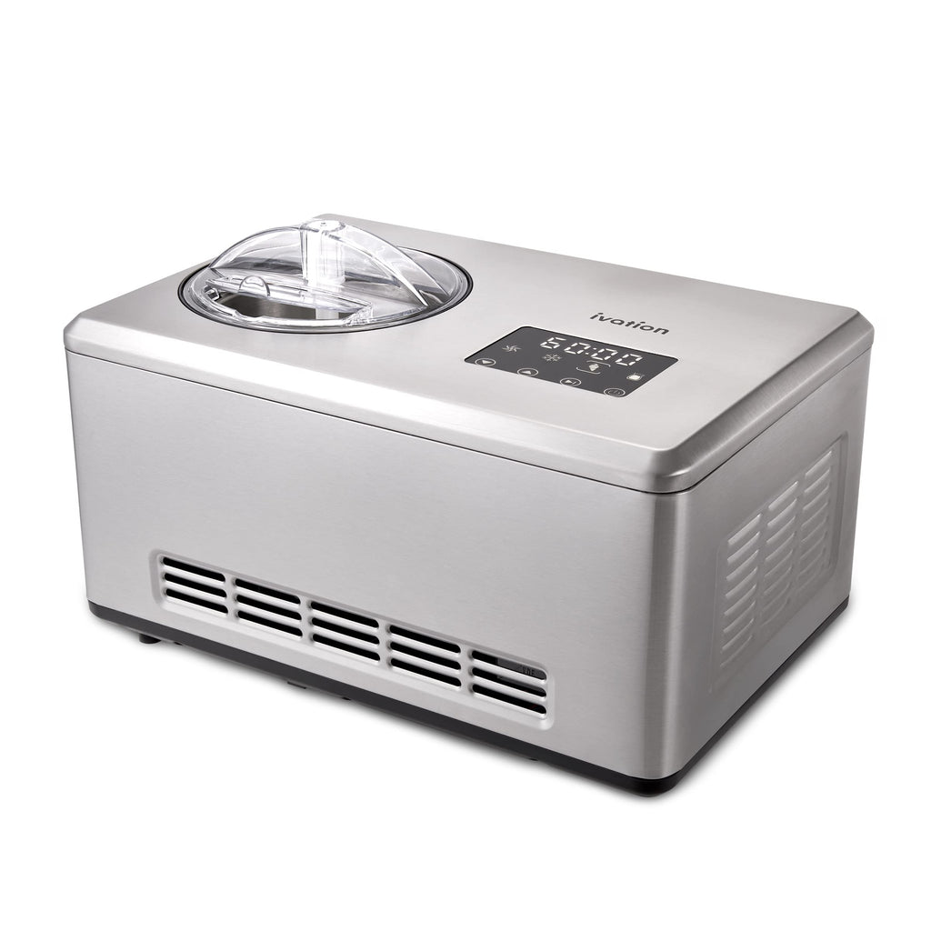 Ivation 2 Qt Automatic Ice Cream Maker Machine & Gelato Maker with Built-in Compressor, Clear Lid