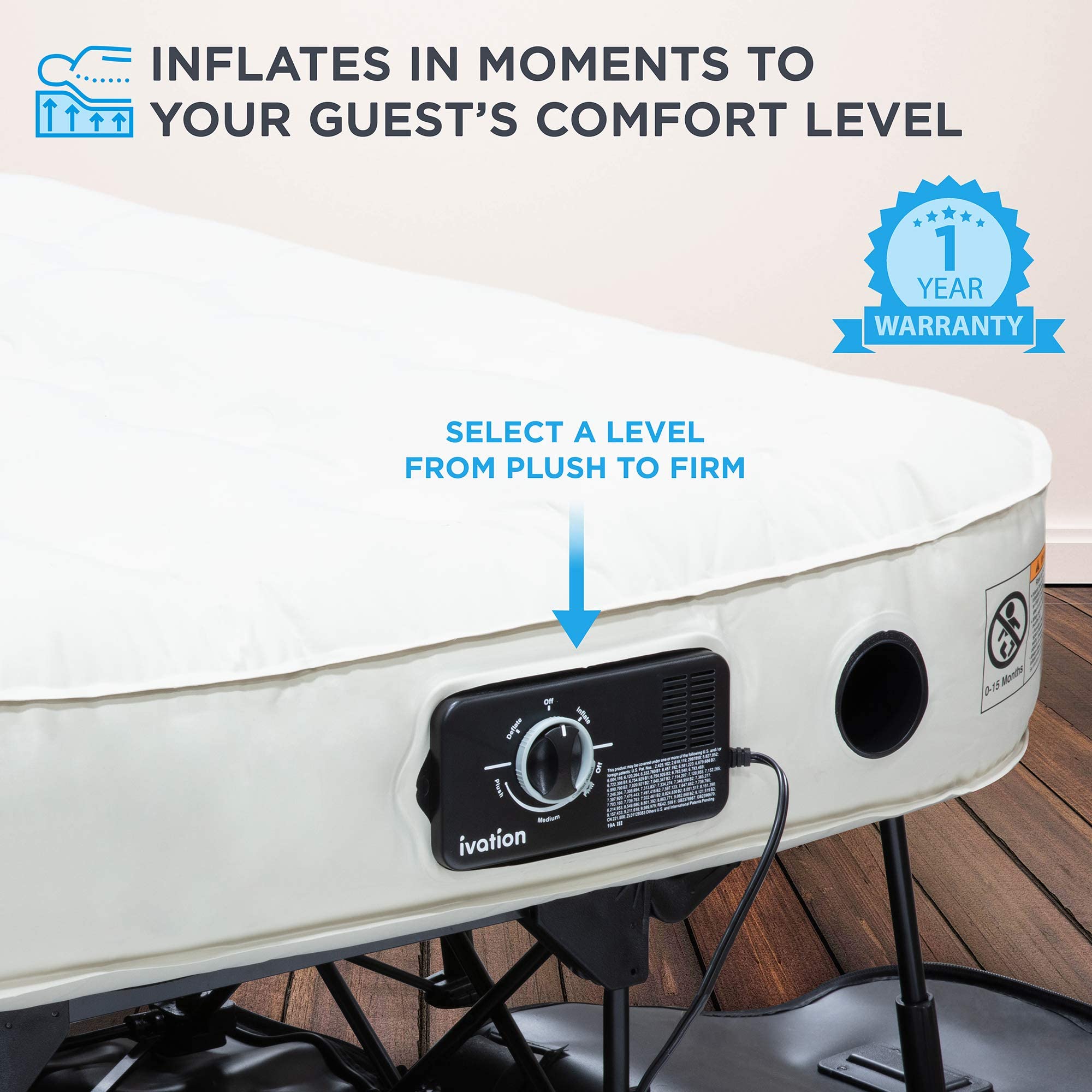 Ivation EZ-Bed Self Inflating Air Mattress, Full Size Air Mattress wit ...