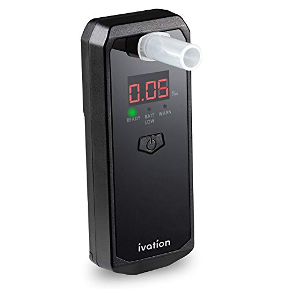 Ivation Ivation Portable Breathalyzer, Pocket-Sized Personal Alcohol Tester with Easy-Read LCD, Advanced Fuel Cell Sensor Technology, 3 Mouthpieces and Warning Lights, Just Blow To See Your Bac Level