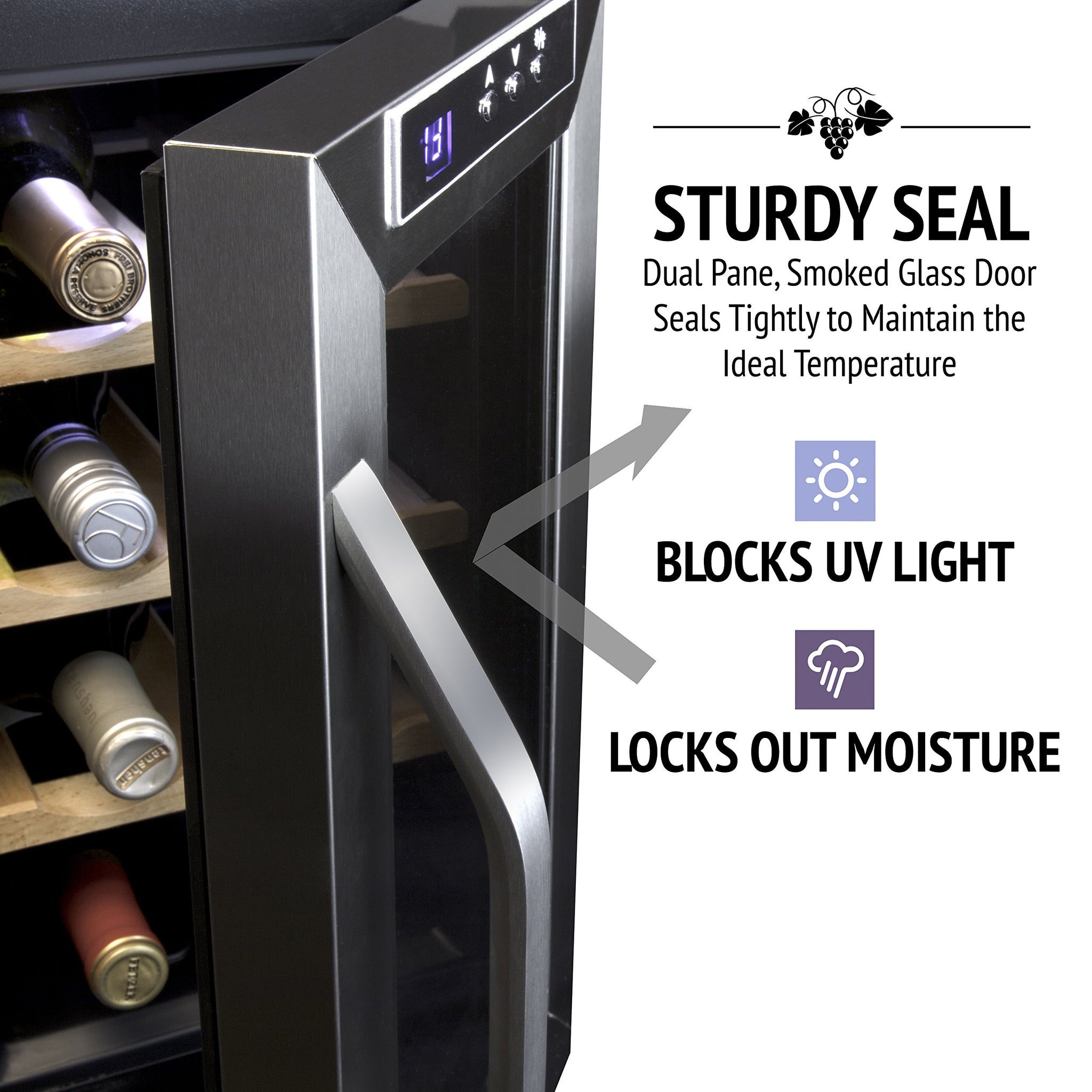 Ivation 8 Bottle Thermoelectric Wine Cooler, Quiet Freestanding Wine F