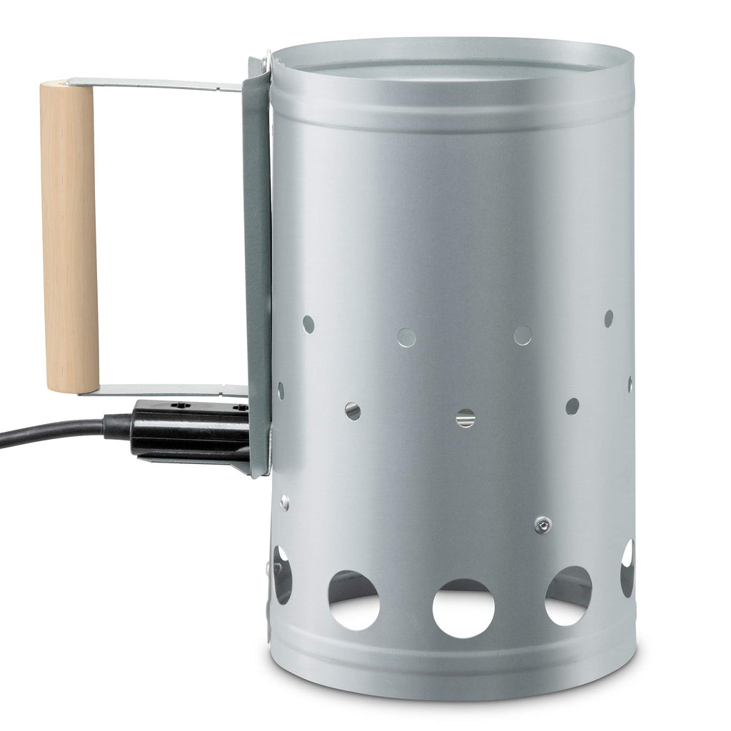 Ivation Electric Charcoal Starter, Small Chimney Starter with Steel Caddy, Heat Shield & Handle
