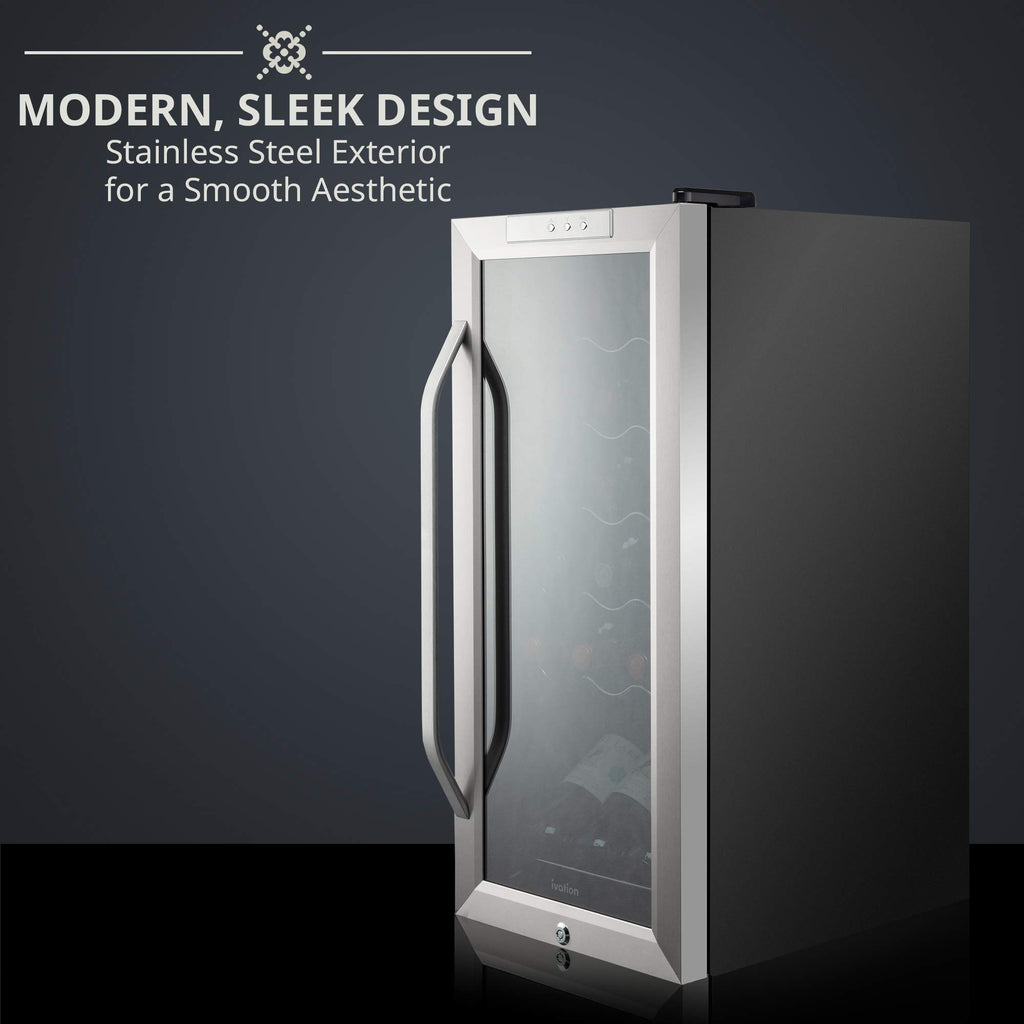 Ivation 18 Bottle Compressor Wine Refrigerator, Freestanding Wine Cool