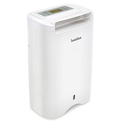 Ivation 19 Pint Small-Area Desiccant Dehumidifier Compact and Quiet - with Continuous Drain Hose for Smaller Spaces, Bathroom, Attic, Crawlspace and Closets - for Spaces Up to 410 Sq Ft