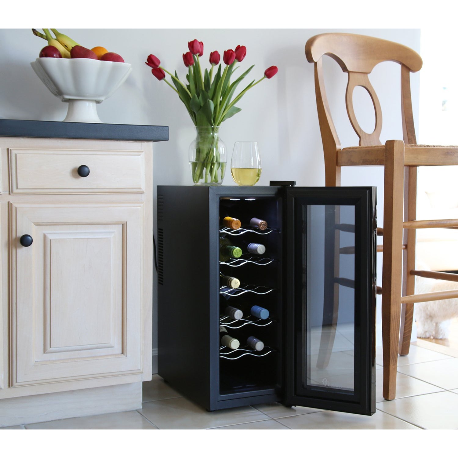 Ivation 12 Bottle Thermoelectric Wine Cooler, Quiet Freestanding Wine