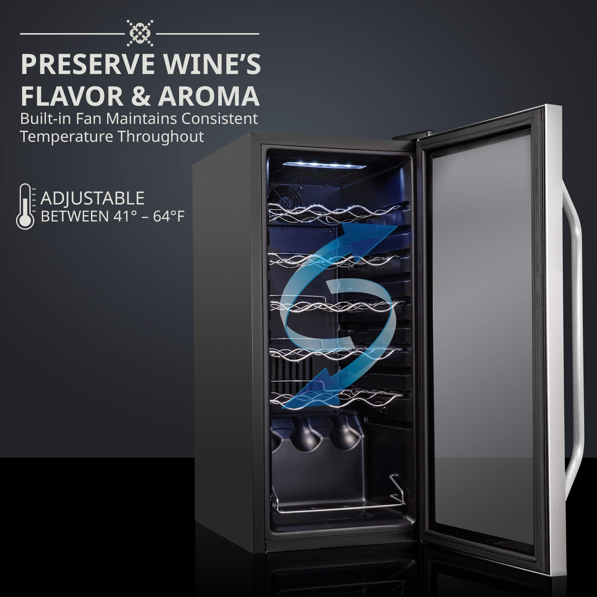 Ivation 18 Bottle Compressor Wine Refrigerator, Freestanding Wine Cool