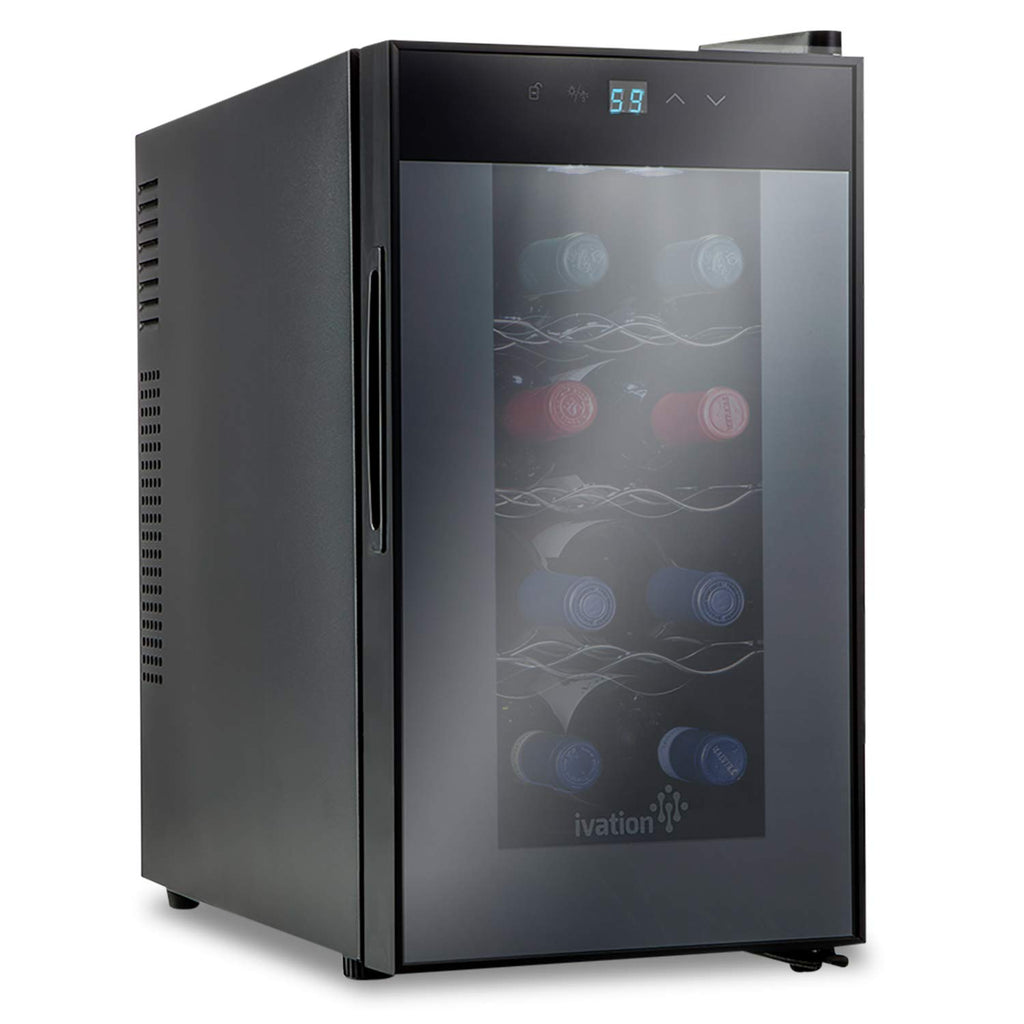 Ivation 8 Bottle Thermoelectric Wine Cooler, Quiet Freestanding Wine Fridge, Black
