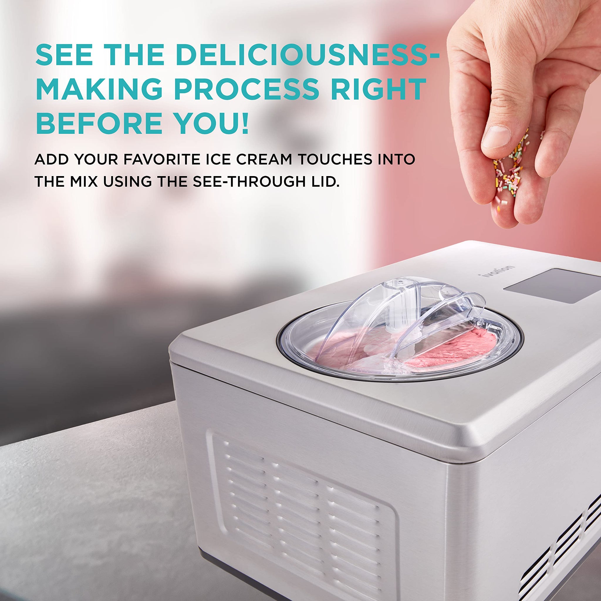 Ivation 2 Qt Automatic Ice Cream Maker Machine & Gelato Maker with Bui